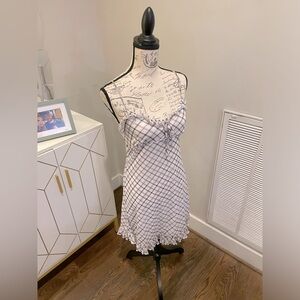 Women’s Colorful Plaid Pattern Strappy Tank Top Ruffled Summer Light Dress -L